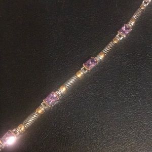 Twisted Cable Renaissance Revival Lilac CZ’s mixed metal 7 inch bracelet